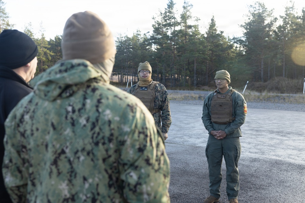U.S. Marines, Sailors set up a forward arming and refueling point supporting Finnish Defense Forces