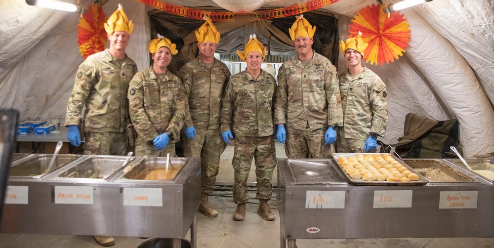 Al-Tanf Leadership with Combined Joint Task Force - Operation Inherit Resolve leadership serves food to soldiers