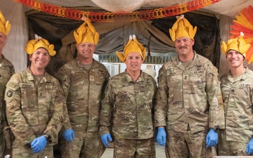 Al-Tanf Leadership with Combined Joint Task Force - Operation Inherit Resolve leadership serves food to soldiers