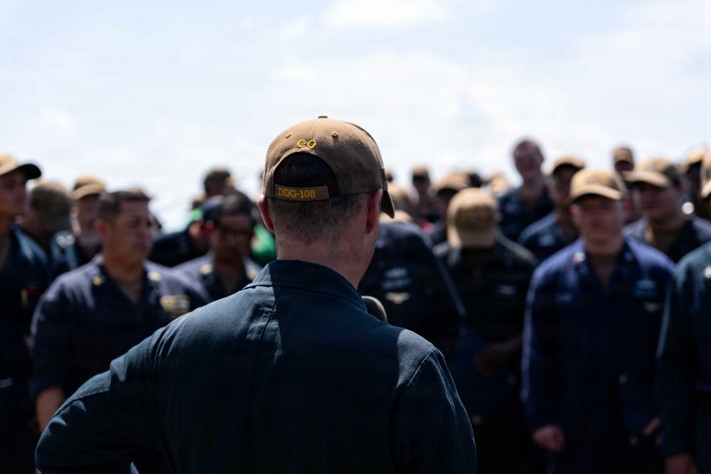 Wayne E. Meyer Conducts All-Hands Call