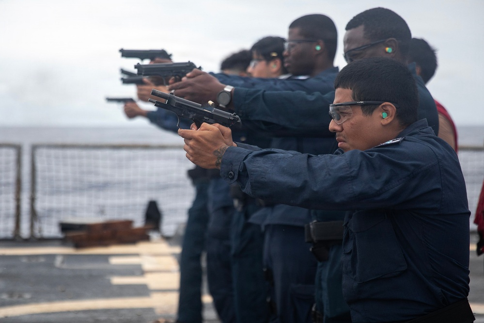 Wayne E. Meyer Conducts Small Arms Gun Shoot