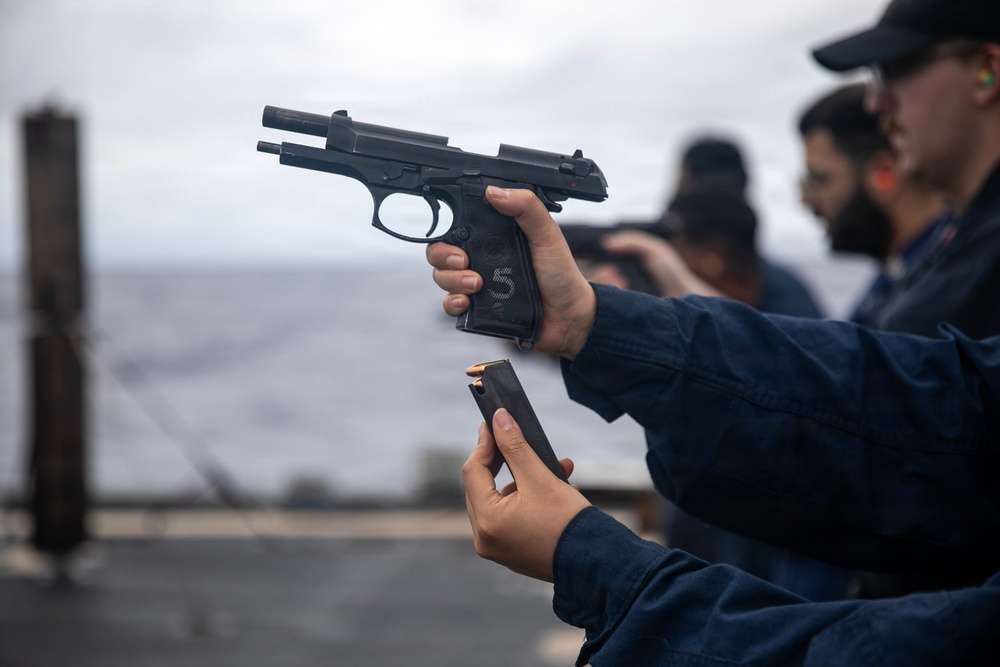Wayne E. Meyer Conducts Small Arms Gun Shoot