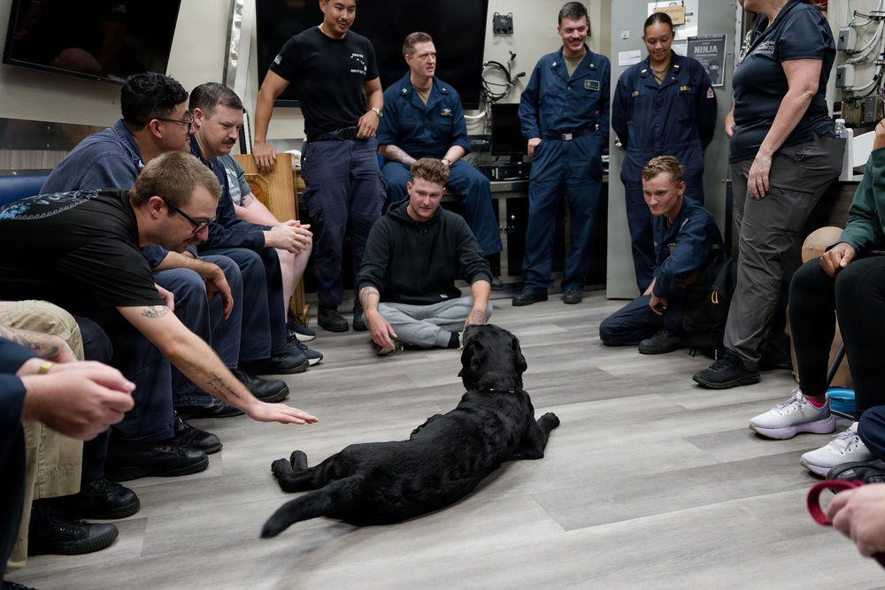 Expeditionary Facility Dog Visits Wayne E. Meyer Sailors