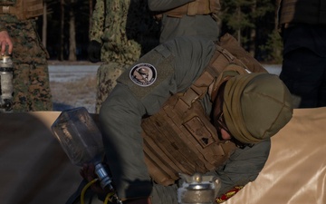 U.S. Marines, Sailors set up a forward arming and refueling point supporting Finnish Defense Forces