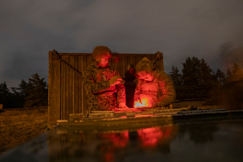 U.S. Marines, Sailors set up a forward arming and refueling point supporting Finnish Defense Forces