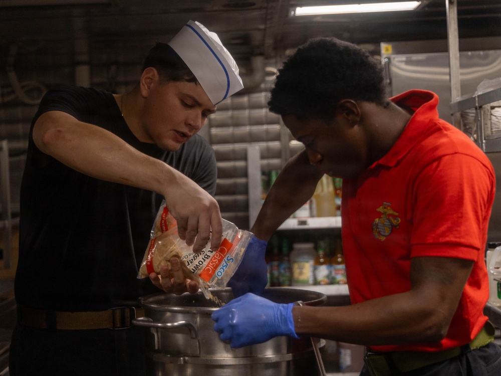22nd MEU(SOC) | Veterans Day Dinner Preparation Aboard the USS Iwo Jima
