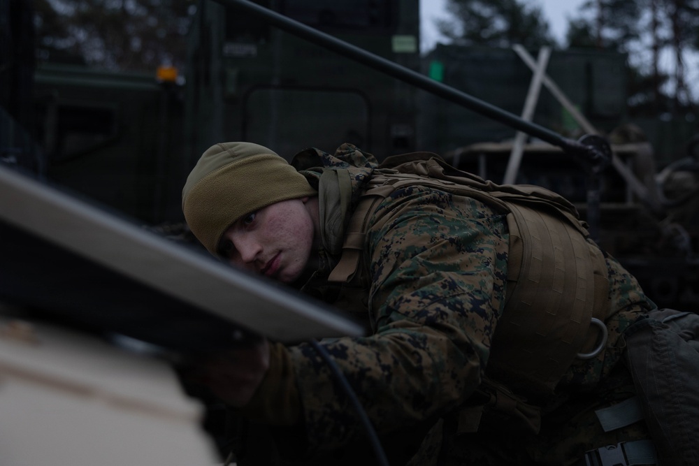 U.S. Marines utilize star shield communication system during European deployment