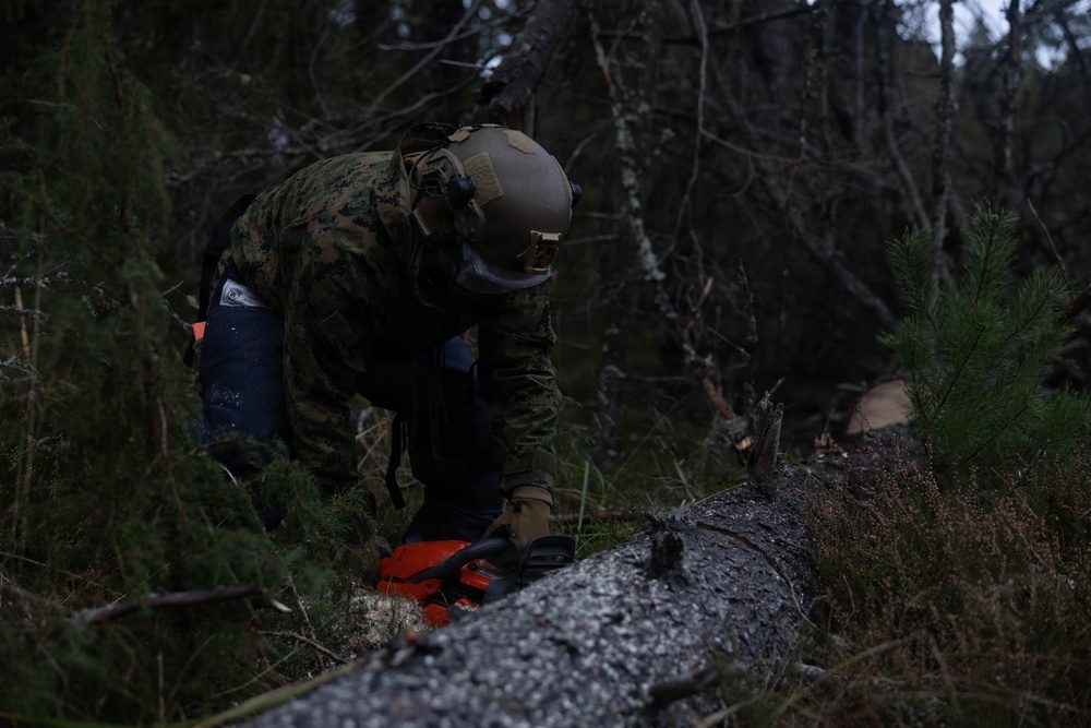 U.S. Marines execute log operations during bilateral exercise