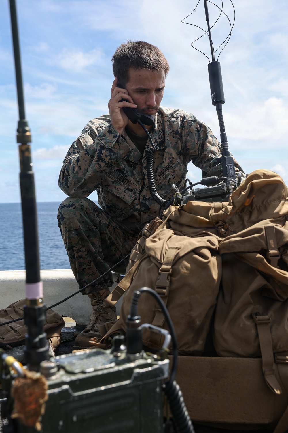 22nd MEU(SOC) | Communications Check aboard USS Iwo Jima during Deployment