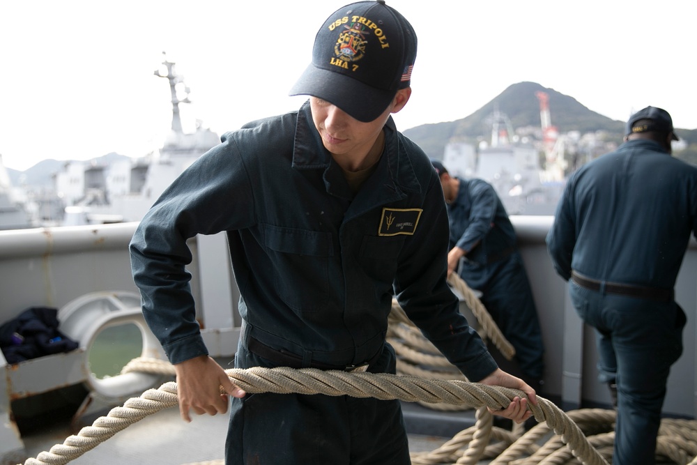 USS Tripoli Sailors Get Underway