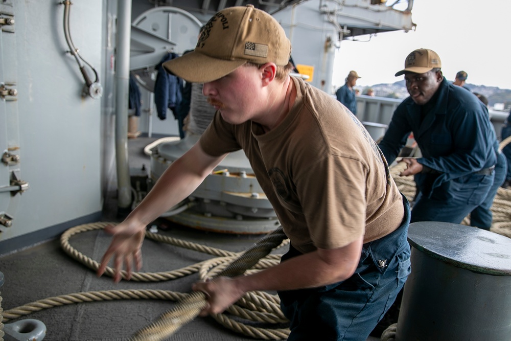USS Tripoli Sailors Get Underway
