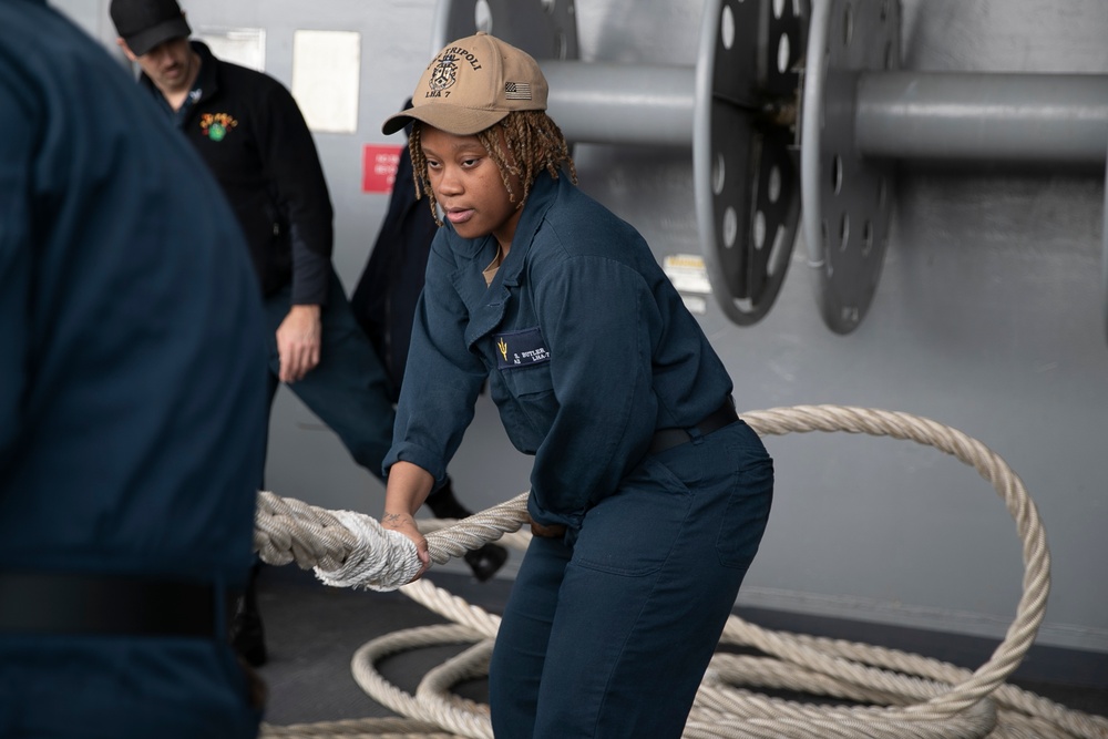 USS Tripoli Sailors Get Underway
