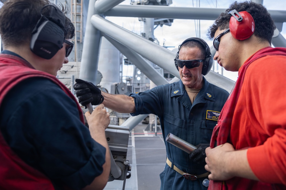 USS Iwo Jima Sailors Operate a 40mm Saluting Battery During a Live Fire Exercise