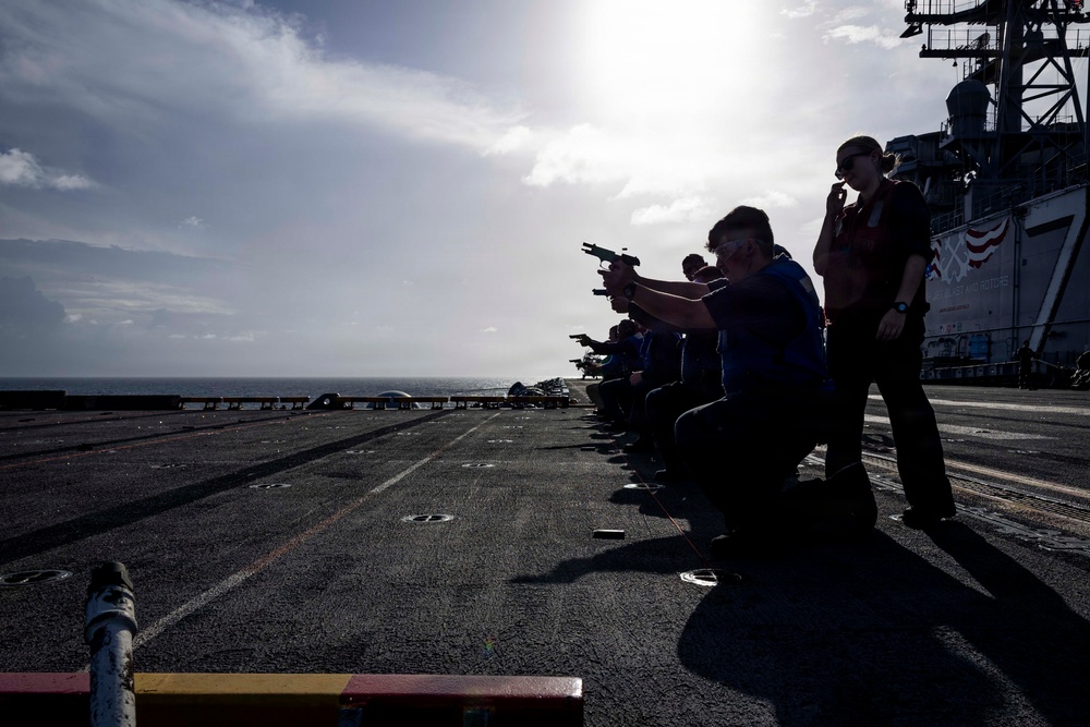 USS Iwo Jima Conducts live fire exercise