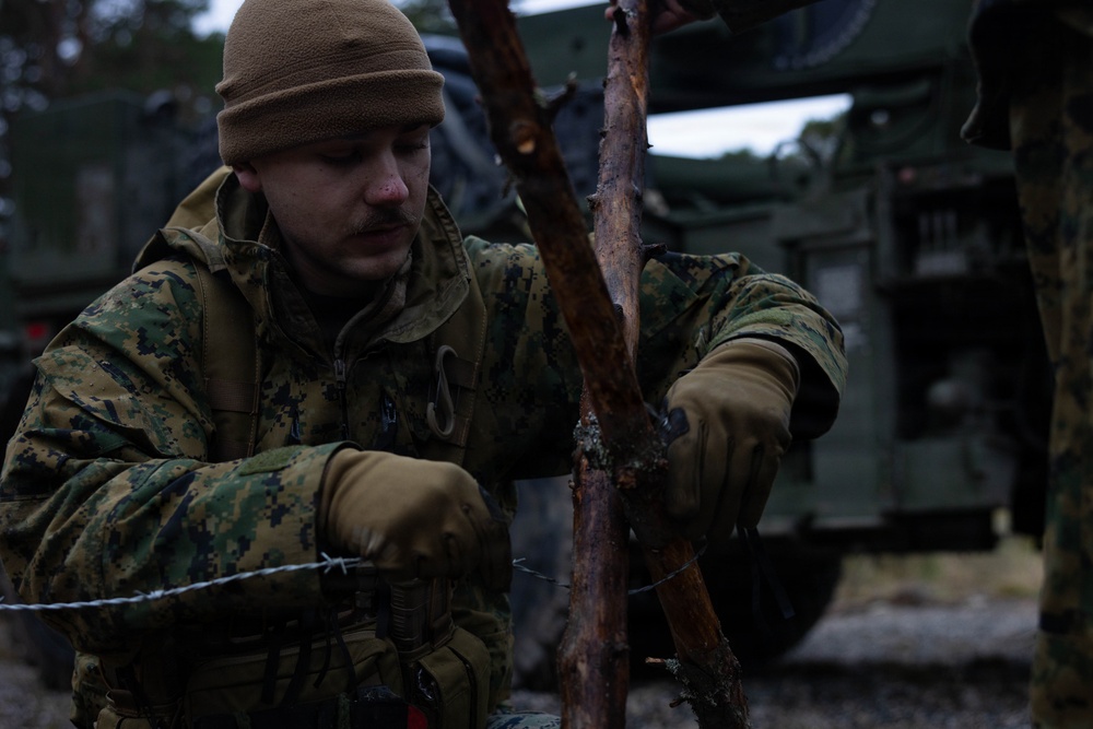 U.S. Marines build road barriers while deployed in the Baltic sea area