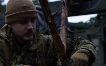 U.S. Marines build road barriers while deployed in the Baltic sea area