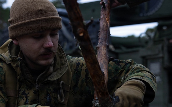 U.S. Marines build road barriers while deployed in the Baltic sea area