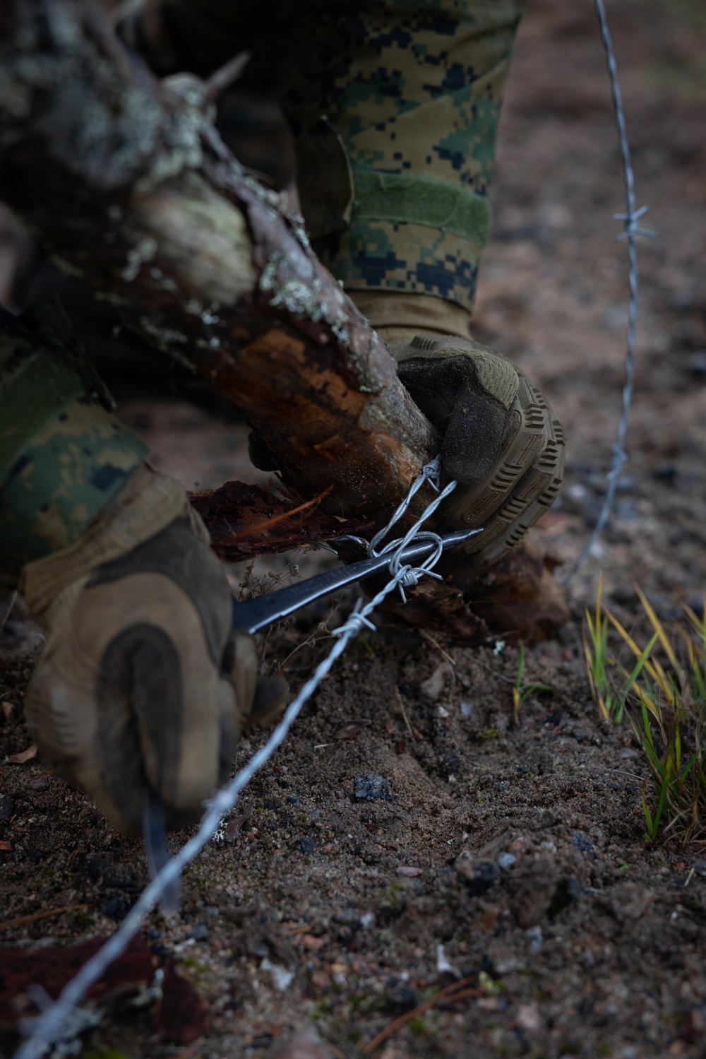 U.S. Marines build road barriers while deployed in the Baltic sea area