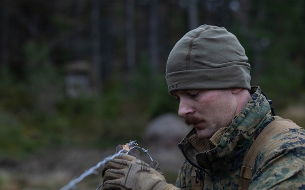 U.S. Marines build road barriers while deployed in the Baltic sea area
