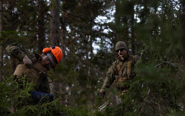 U.S. Marines build road barriers while deployed in the Baltic sea area