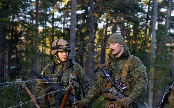 U.S. Marines build road barriers while deployed in the Baltic sea area