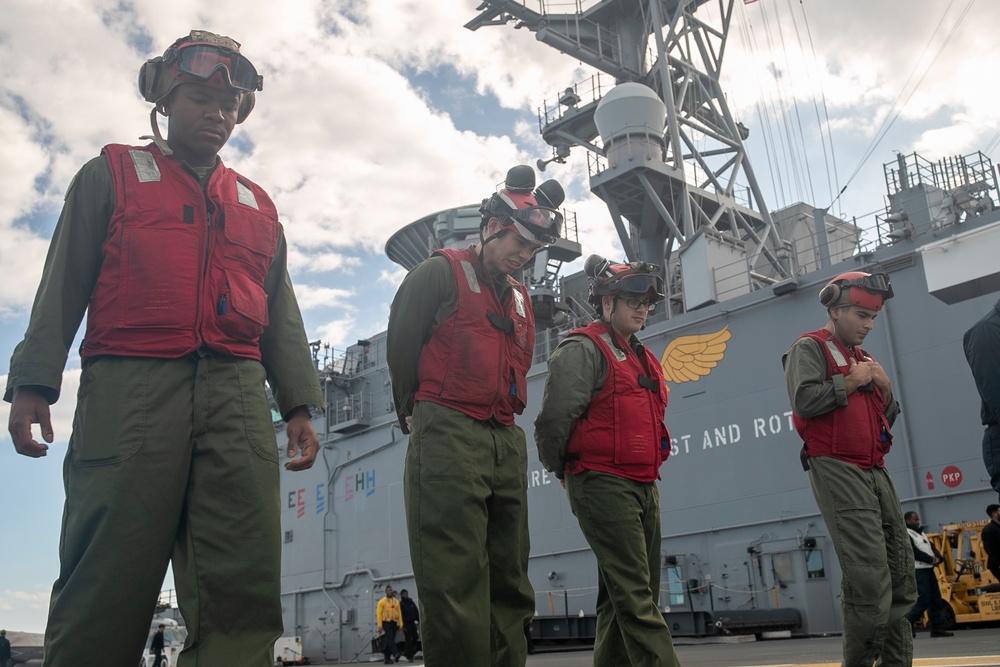 USS Tripoli Preforms FOD Walk Down