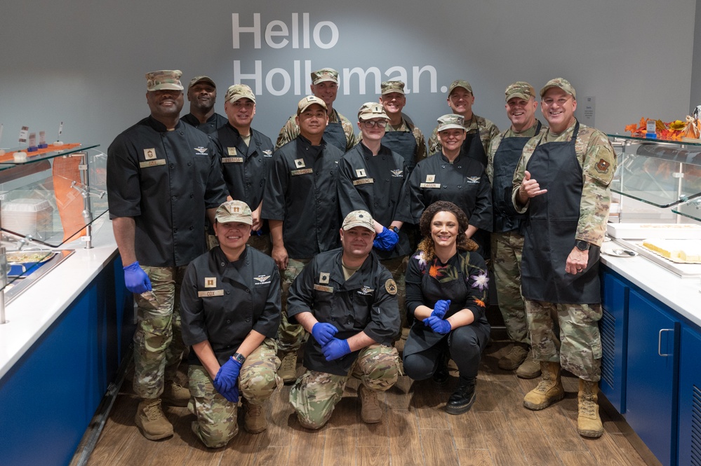 BASE LEADERS SERVE FRESH THANKSGIVING MEALS AT HOLLOMAN AIR FORCE BASE DINING FACILITY