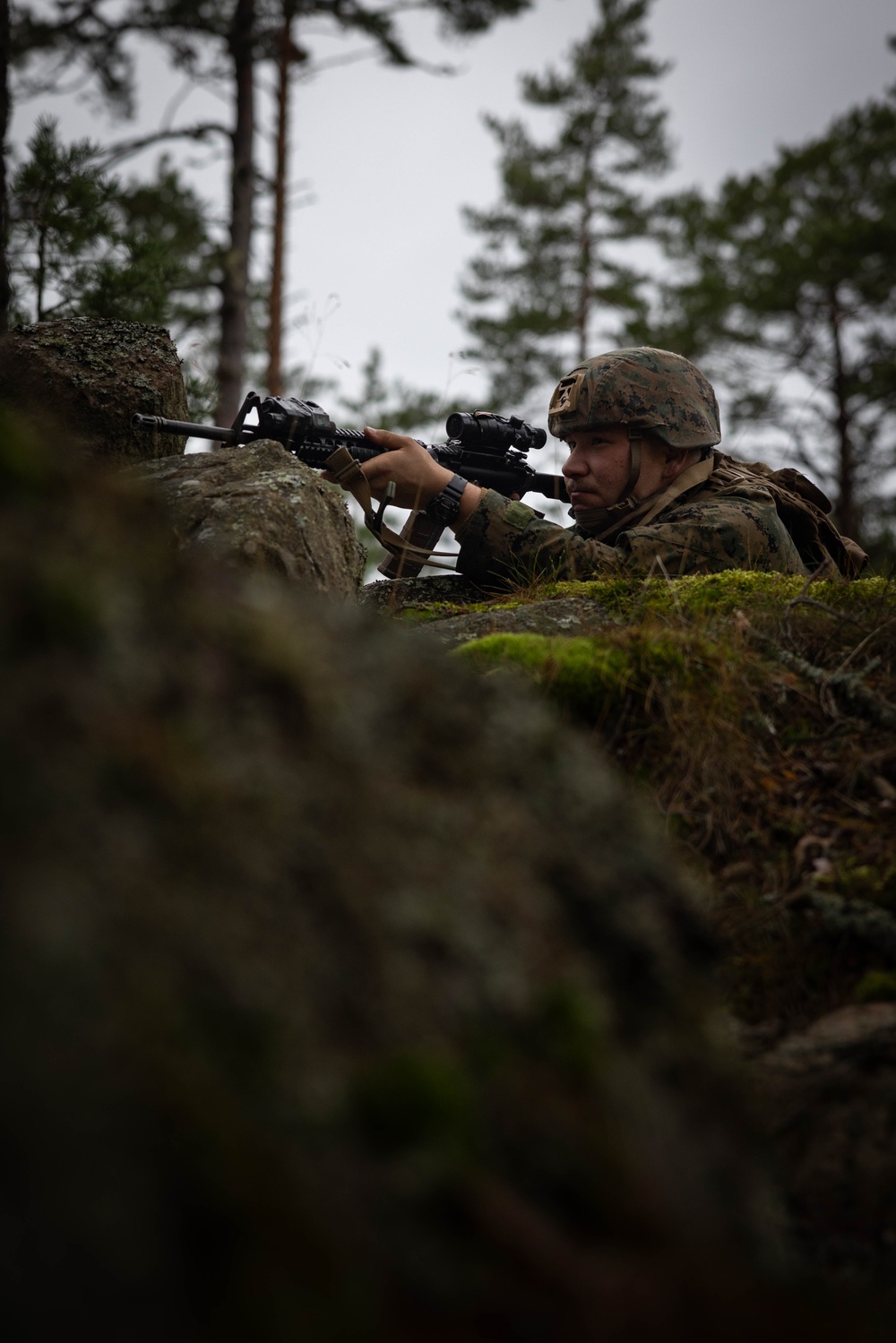 U.S. Marines conduct patrolling operations while in the Baltic Sea