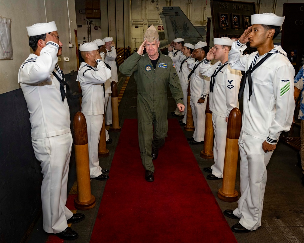 Adm. Samuel J. Paparo, Commander, Indo-Pacific Command, visits USS Nimitz