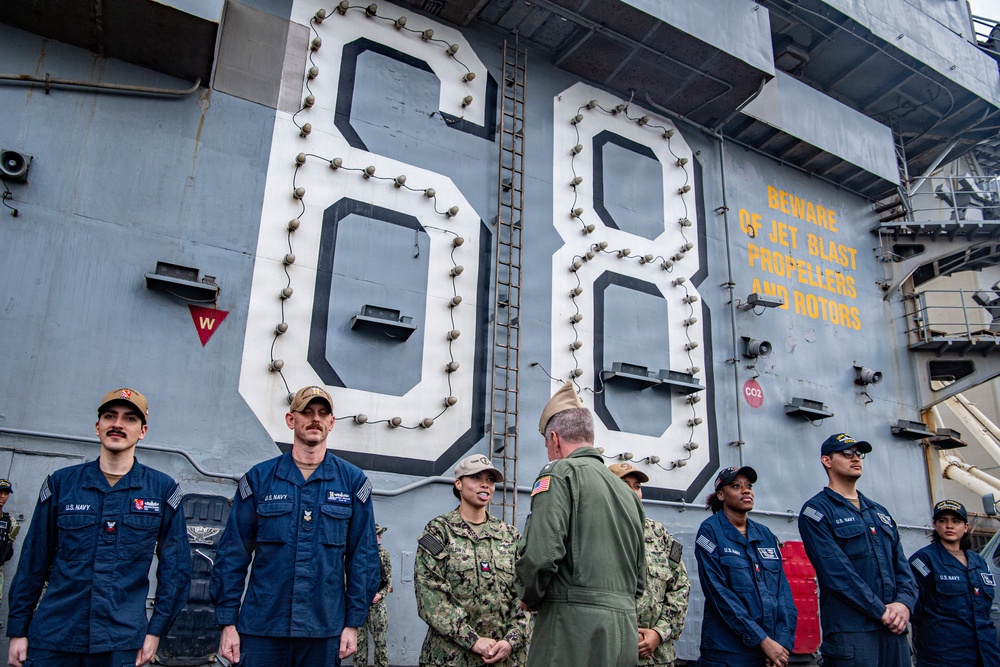 Adm. Samuel J. Paparo, Commander, Indo-Pacific Command, visits USS Nimitz