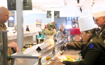 Fort McCoy Garrison leaders support special 2025 dining facility holiday meal for installation team