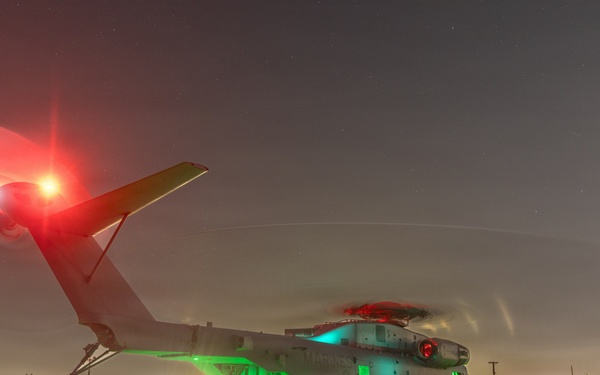 1st Recon Bn., VMX-1 conduct night helocast using CH-53K
