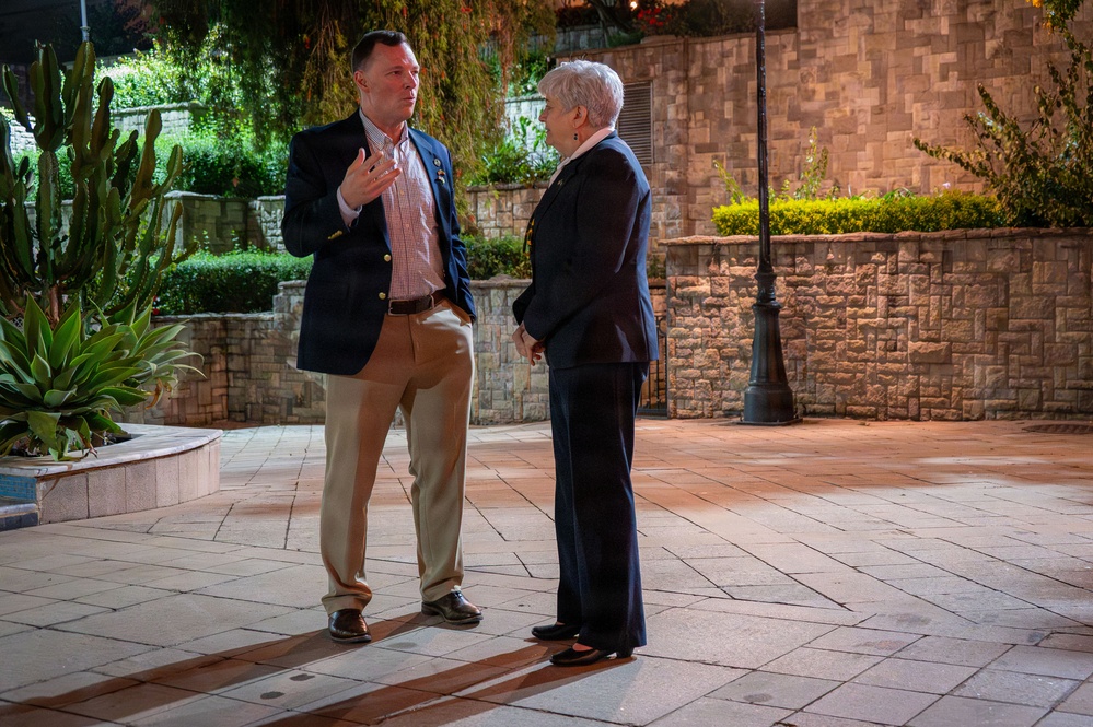 Gen. Dagvin Anderson speaks with Ambassador Stephanie Sullivan, U.S. ambassador to the African Union