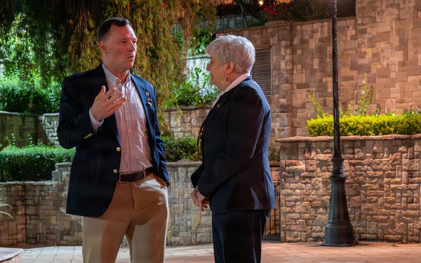 Gen. Dagvin Anderson speaks with Ambassador Stephanie Sullivan, U.S. ambassador to the African Union