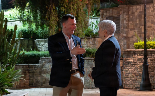 Gen. Dagvin Anderson speaks with Ambassador Stephanie Sullivan, U.S. ambassador to the African Union