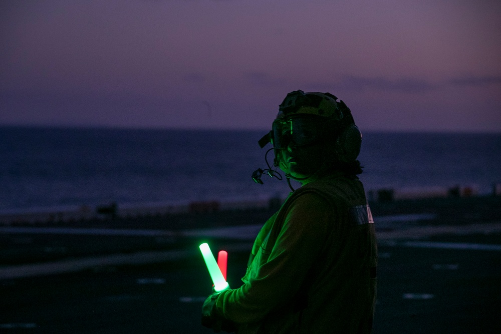 USS Tripoli Conducts F-35  Night Flight Operations