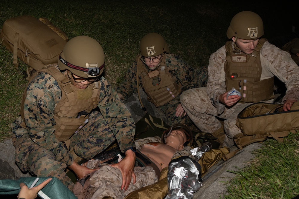 U.S. Navy Hospital Corpsmen conduct Tactical Combat Casualty Care during a Combat Medical Course