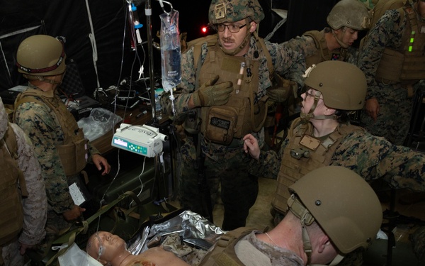 U.S. Navy Hospital Corpsmen conduct Tactical Combat Casualty Care during a Combat Medical Course