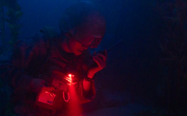 U.S. Navy Hospital Corpsman participate in the culminating event of a Combat Medical Course