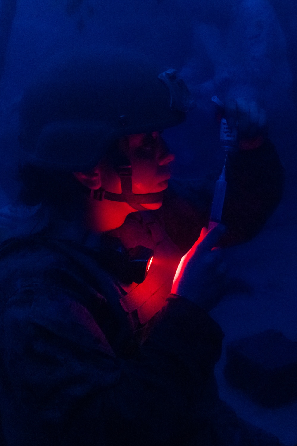 U.S. Navy Hospital Corpsman participate in the culminating event of a Combat Medical Course