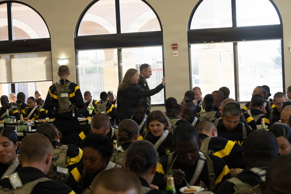 FCOE CG visits trainees during Thanksgiving dinner