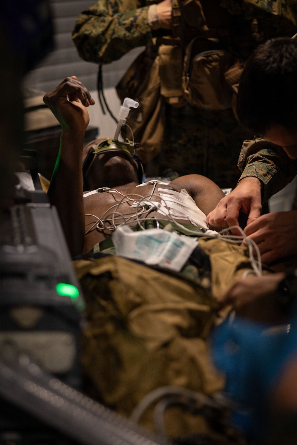 U.S. Sailors use battlefield assisted trauma documentation kit for simulated casualty during European deployment