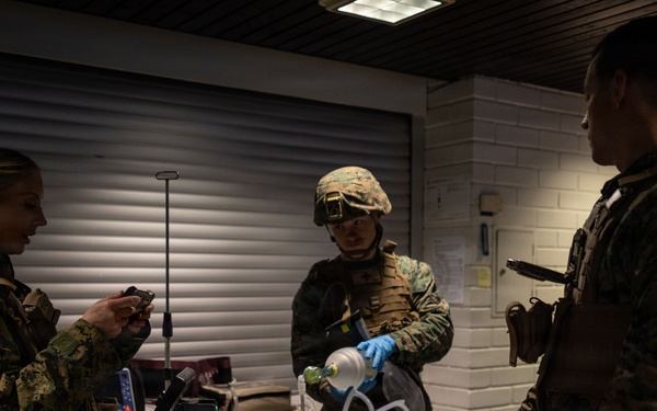 U.S. Sailors use battlefield assisted trauma documentation kit for simulated casualty during European deployment