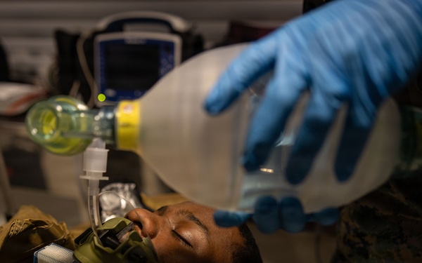 U.S. Sailors use battlefield assisted trauma documentation kit for simulated casualty during European deployment