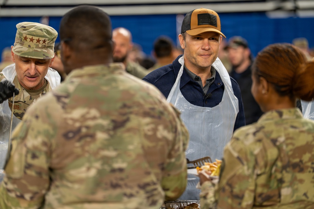 Secretary Hegseth Serves Thanksgiving Meal to JTF-DC Service Members