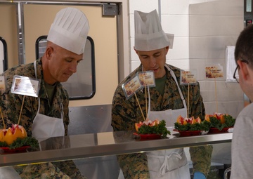 Joint Task Force Southern Guard leadership serves a Thanksgiving meal to service members