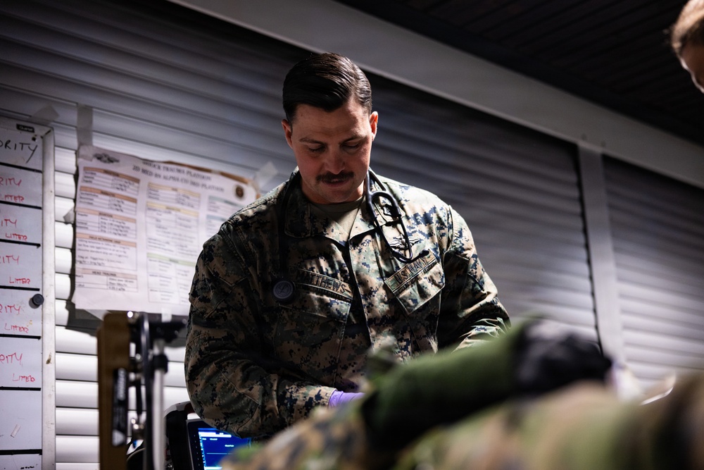 U.S. Navy Sailors execute a mass casualty event during during bilateral training exercise