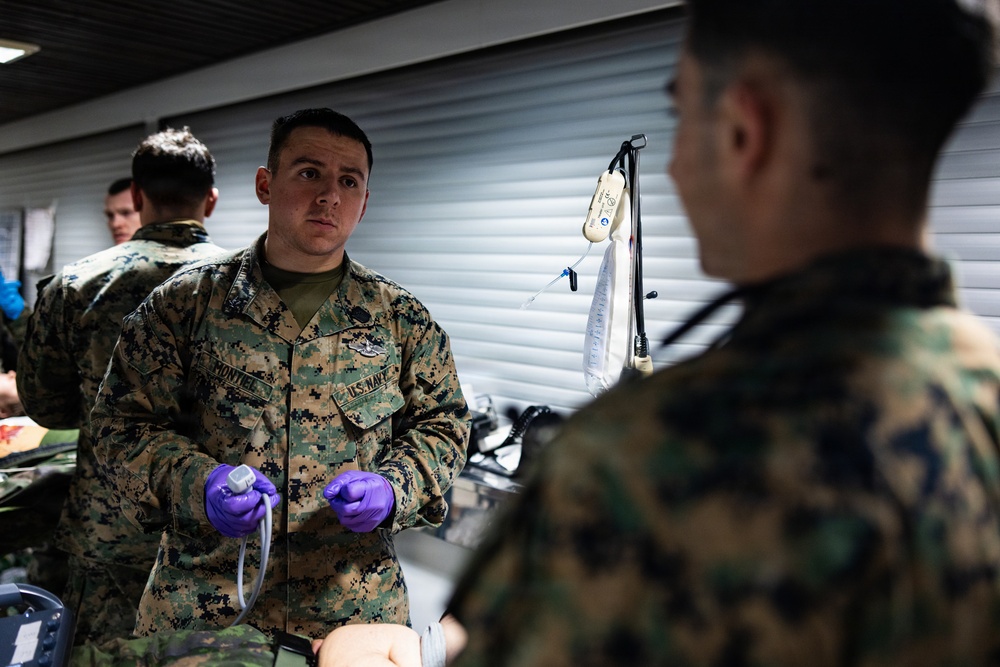 U.S. Navy Sailors execute a mass casualty event during during bilateral training exercise