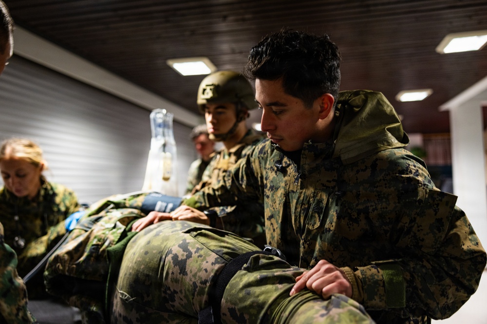 U.S. Navy Sailors execute a mass casualty event during during bilateral training exercise