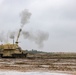 U.S. Soldiers fire a M109A7 Paladin Self-Propelled Howitzer